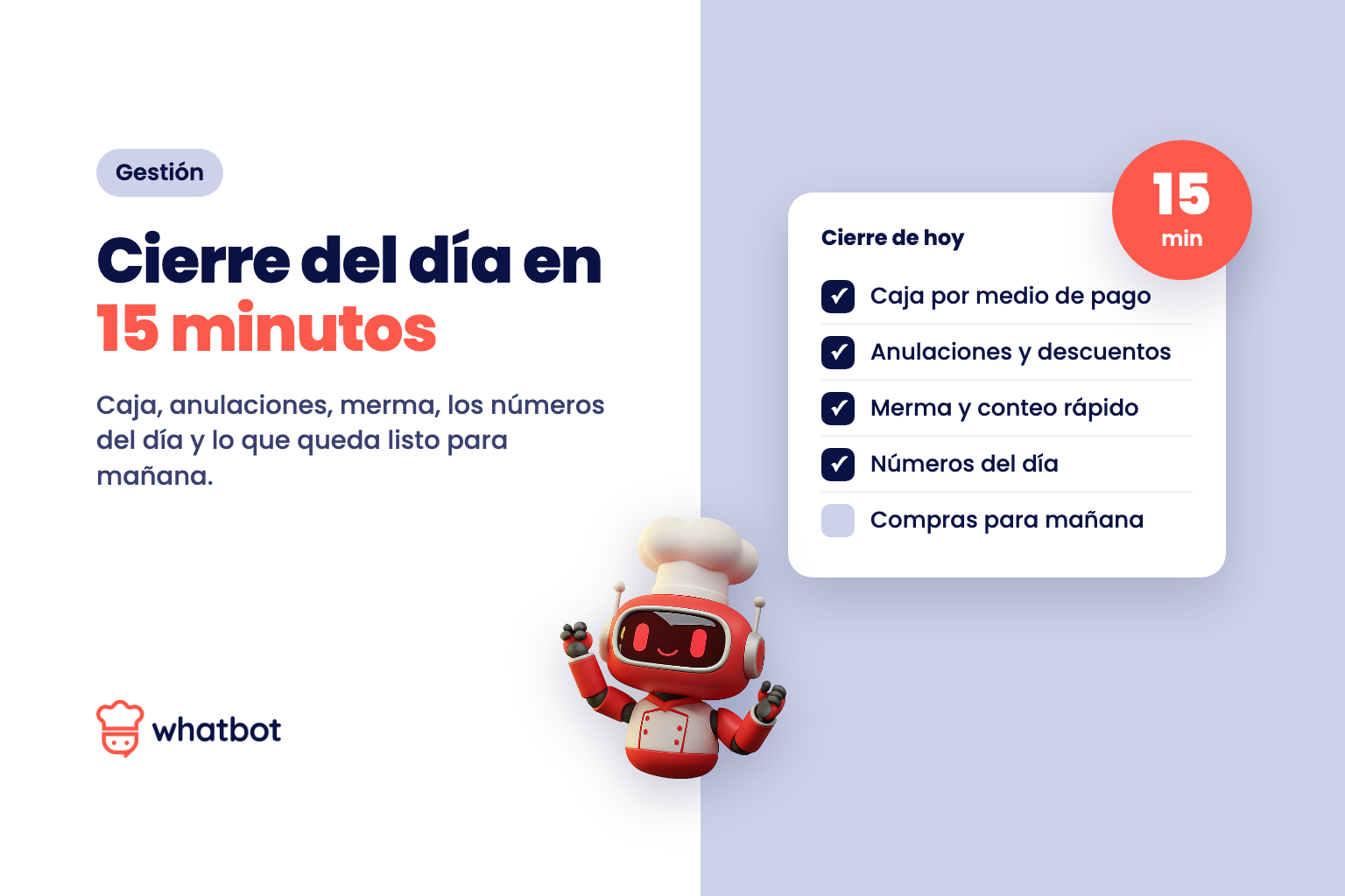 Cierre del día en un restaurante: la rutina de 15 minutos